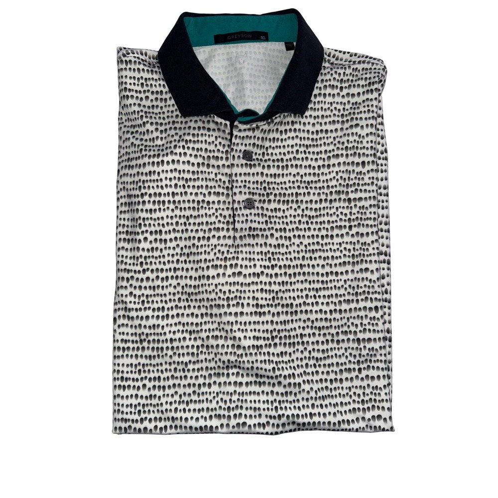 Greyson Mens XL Trump National Los Angeles Golf Polo Shirt White Black Print - Picture 2 of 8
